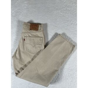 Vtg 90s Levis 550 Jeans Tan Beige Medium Wash Red‎ Tab USA Mens 34x32 (33x32)